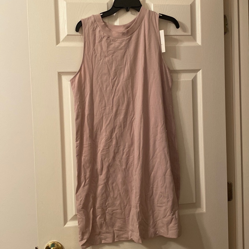 Nude long dress, short sleeves
